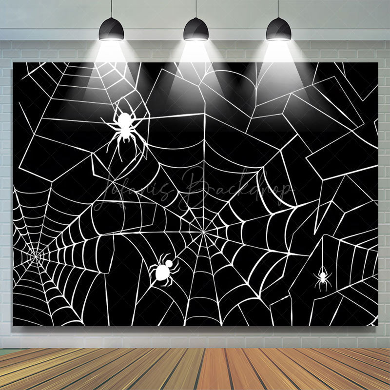 Lofaris White Spiders Webs Black Halloween Theme Backdrop