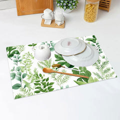 Lofaris White Spring Plant Leaves Dining Set Of 4 Placemats