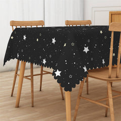 Lofaris White Stars Black Dining Room Rectangle Tablecloth