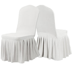 Lofaris White Stretch Spandex Banquet Chair Skirt Cover