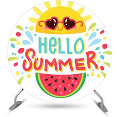 Lofaris White Sun Melon Hello Summer Round Birthday Backdrop