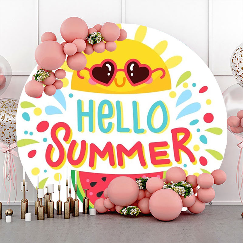 Lofaris White Sun Melon Hello Summer Round Birthday Backdrop