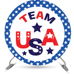 Lofaris White Team American Flag Star Sport Round Backdrop