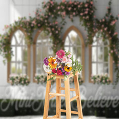 Lofaris White Tile Window Spring Floral Backdrop For Photo