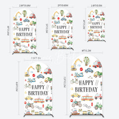 Lofaris White Various Transportation Birthday Arch Backdrop