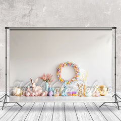 Lofaris White Wall Colorful Gift Bunny Photo Easter Backdrop