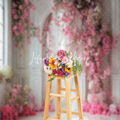 Lofaris White Wall Curtain Pink Floral Backdrop For Wedding