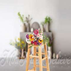 Lofaris White Wall Floral Spring Easter Backdrop For Photo