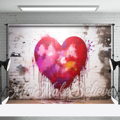 Lofaris White Wall Graffiti Haert Valentines Day Backdrop