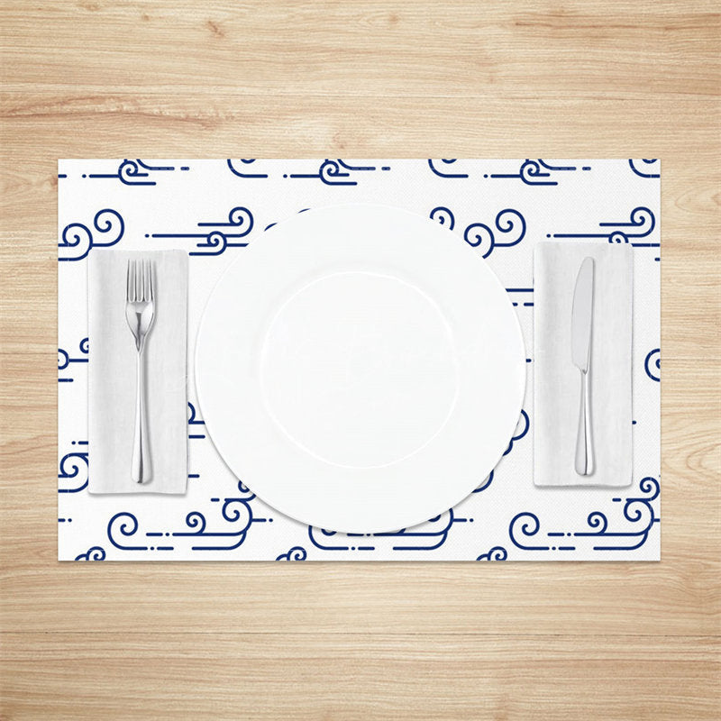 Lofaris White Wavy Lines Set Of 4 Placemats For Table