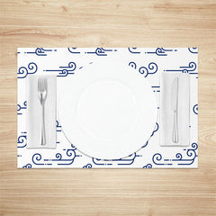 Lofaris White Wavy Lines Set Of 4 Placemats For Table