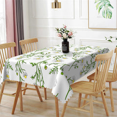 Lofaris White Wildflowers Pattern Elegant Trendy Tablecloth