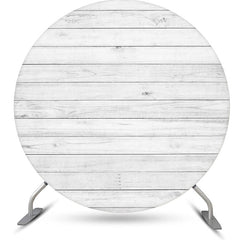 Lofaris White Wooden Textured Wall Circle Birthday Backdrop