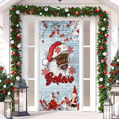 Lofaris White Wooden Wall Santa Claus Christmas Door Cover