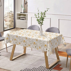 Lofaris White Yellow Floral Patterns Rectangle Tablecloth