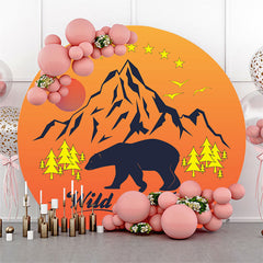 Lofaris Wild And Free Bear Sunset Mountain Round Backdrop