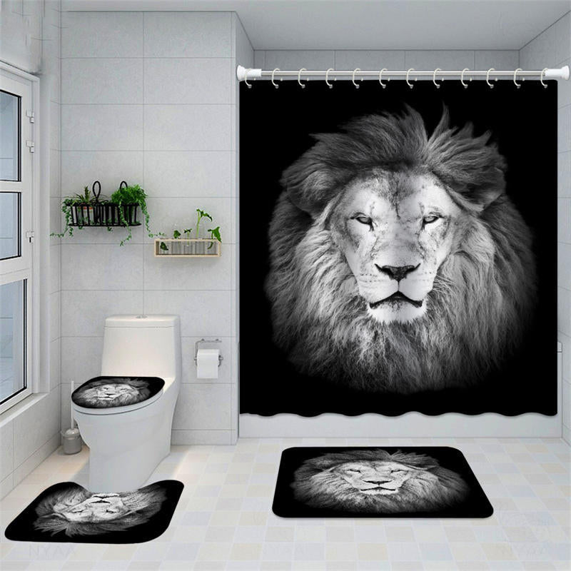 Lofaris Wild Animals Curtain Ferocious Lion Bathtub Decor