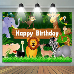 Lofaris Wild Animals Green Leaves Birthday Backdrop For Boy