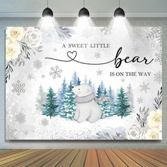 Lofaris Wild Bear Forest Floral Winter Baby Shower Backdrop