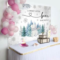 Lofaris Wild Bear Forest Floral Winter Baby Shower Backdrop