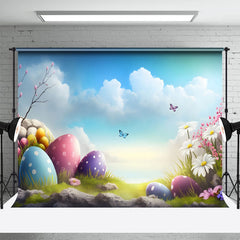 Lofaris Wild Blue Sky Cloud Butterfly Eggs Easter Backdrop