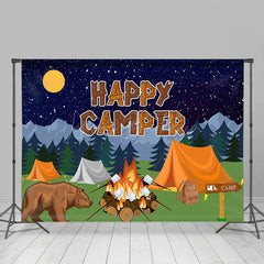 Lofaris Wild Forest Bear Night Happy Camper Party Backdrop