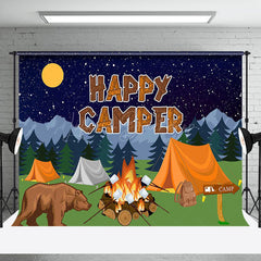 Lofaris Wild Forest Bear Night Happy Camper Party Backdrop