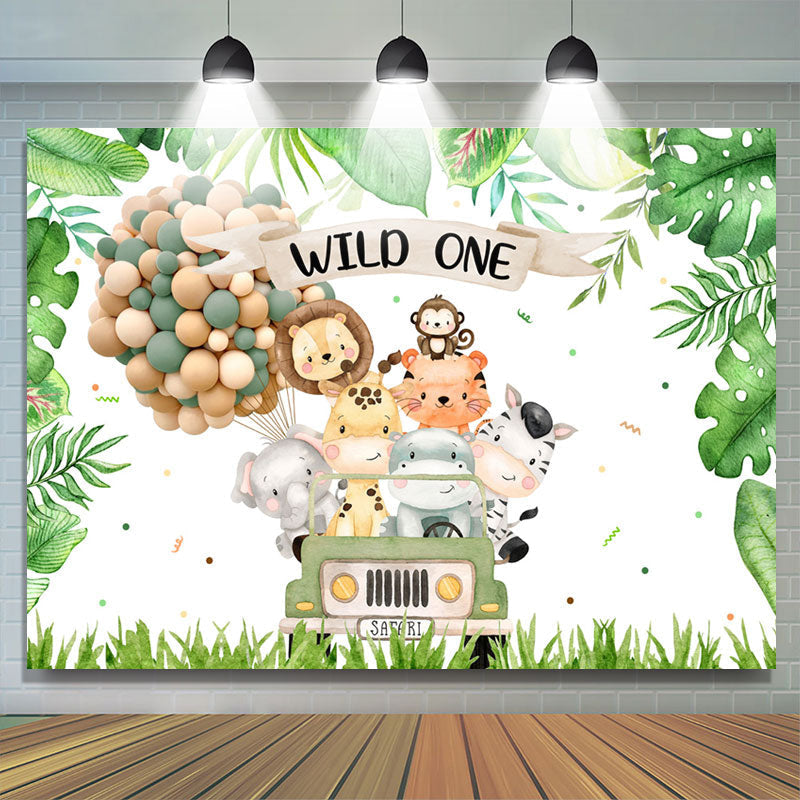 Lofaris Wild One Animals Balloon 1st Birthday Backdrop