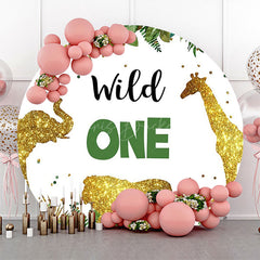 Lofaris Wild One Glitter Animals Round Birthday Backdrop