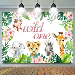 Lofaris Wild One Green Leaves Flowers Birthday Backdrop