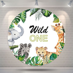 Lofaris Wild Safari Monstera Round 1st Birthday Backdrop