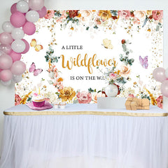 Lofaris Wildflower Butterfly Baby Shower Backdrop For Girls