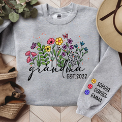 Lofaris Wildflower Custom Grandma Est Year and Kids CTH01 Sweatshirt