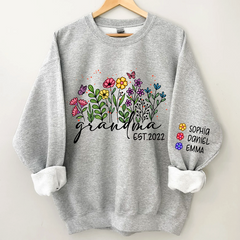 Lofaris Wildflower Custom Grandma Est Year and Kids CTH01 Sweatshirt