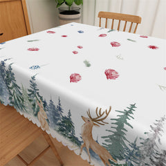 Lofaris Wildflower Pine Forest Deer Decorative Tablecloth