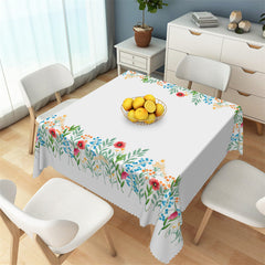 Lofaris Wildflowers Fringe White Elegant Dining Tablecloth