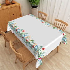 Lofaris Wildflowers Fringe White Elegant Dining Tablecloth