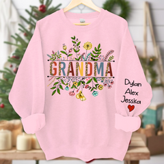 Lofaris Wildflowers Grandma And Grandkids Two Sides Sweatshirt