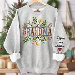 Lofaris Wildflowers Grandma And Grandkids Two Sides Sweatshirt