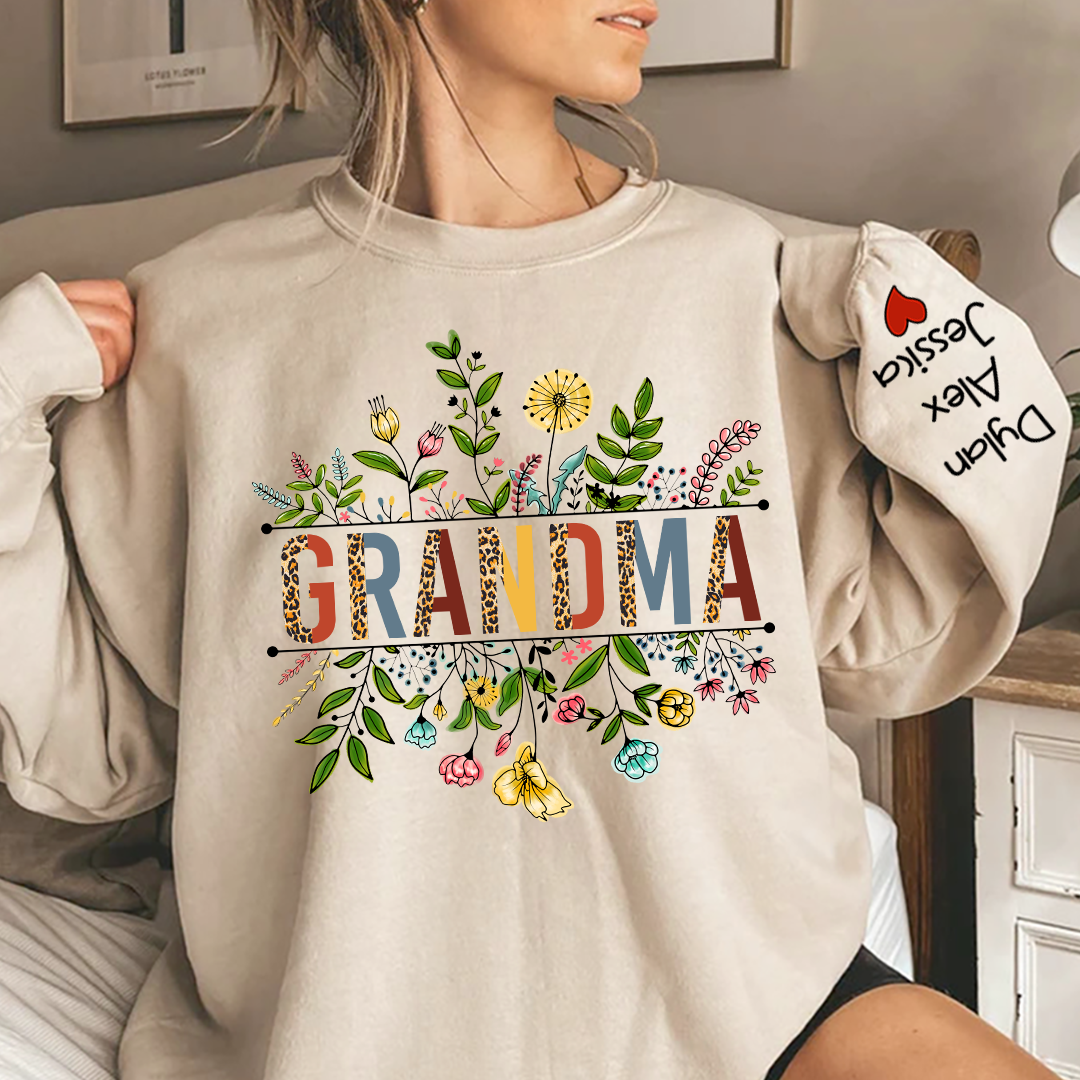 Lofaris Wildflowers Grandma And Grandkids Two Sides Sweatshirt