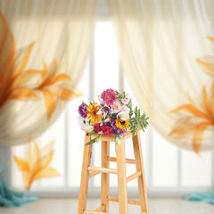 Lofaris Window And Door Orange Yellow Curtain Floor Backdrop