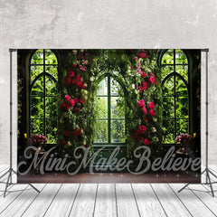 Lofaris Window Interior Photo Backdrop Decorated With Flowers