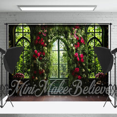 Lofaris Window Interior Photo Backdrop Decorated With Flowers