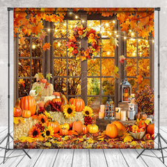 Lofaris Window Wreath Haystack Pumpkin Autumn Backdrop