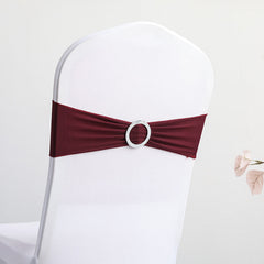 Lofaris Wine Red Spandex Elastic Banquet Chair Bands Ties Bows