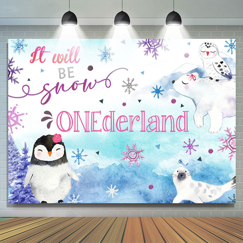 Onederland 1st Birthday Backdrop 5ft x 7ft for Girls Pink