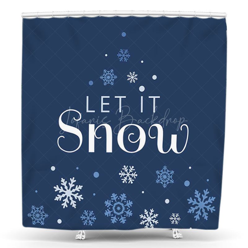 Lofaris Winter Blue Let It Snow Christmas Shower Curtain