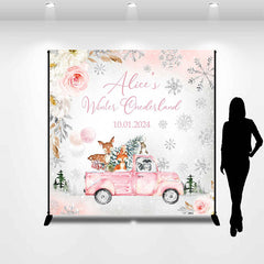 Lofaris Winter Floral Animal Car Custom 1St Birthday Backdrop