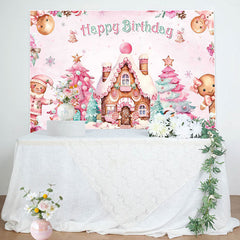 Lofaris Winter Gingerbread House Happy Birthday Backdrop