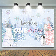 Lofaris Winter Onderlands Animals Forest 1St Birthday Backdrop